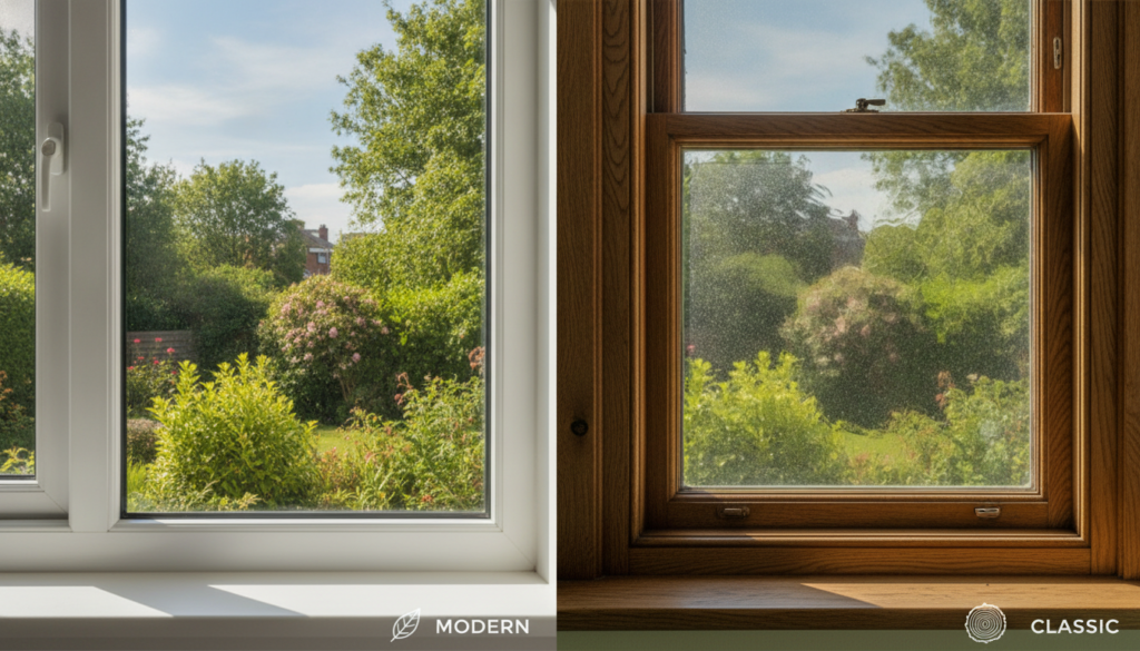 Fenster aus Kunststoff und Fenster aus Holz im Vergleich