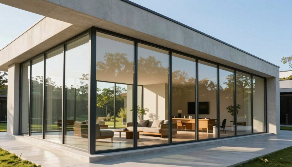 Festverglaste Fenster in moderner Architektur