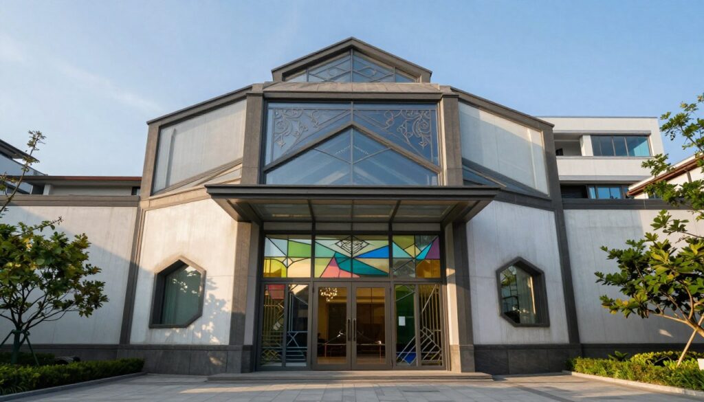 Moderne Architektur mit Ornamentverglasung
