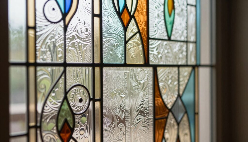 Ornamentglas mit verschiedenen Strukturen